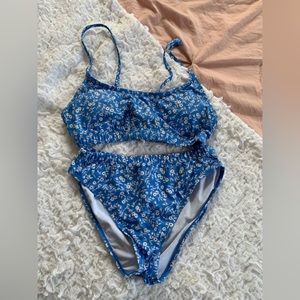 Blue floral print bikini